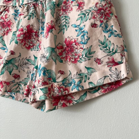 Janie and Jack Pink Floral Print Paperbag Waist Cotton Shorts Girl's Size 2T - Picture 2 of 7